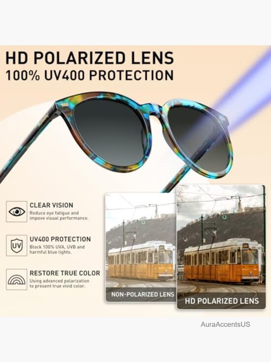 Oversized Round Acetate Polarized Sunglasses UV400 Driving Beach Shades main image 4